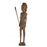 Wood African Statue W/ Spear