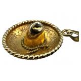 14k Signed Sombrero Hat Pendant