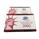 2 2002 US Mint Silver 10 Piece Proof Sets