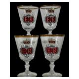 4 Queen Elizabeth II Silver Jubilee Wine Glasses