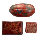 Maki-E Red Gourd Box, Vietnamese & Cinnabar Box