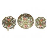 3 Chinese Art Deco Imported Rose Medallion Set