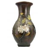 EXCEPTIONAL Signed Bronze Raised Detail Meiji Vase