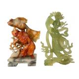 New Jade Deity & Fish sculpture