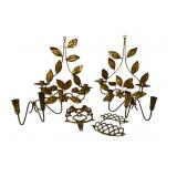 Brass Candleholders & Trivet & Metal Wall Sconces