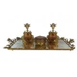 4 Piece Gold Ormolu Filigree Vanity Set