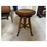 Antique Oak Footed Adjustable Piano Stool