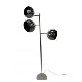 Three light mid-century chrome floor lamp