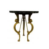 Cast iron and black marble top table