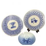 2 Spode Cake Plates, B&G Blue & White Bowl