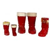 5 Antique Santas Paper Mache Boots