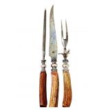 3 Piece Carving Set, Sterling & Natural Material