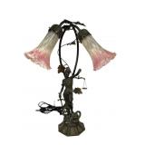 Art Nouveau Bronze Lady Justice Table Lamp