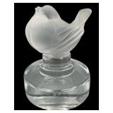 Lalique Signed Crystal Finch Paperweight