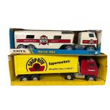 2 Boxed Ertl Pressed Steel Tractor Trailers