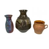 3 Pottery Vases / Vessels