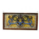 Antique framed stained glass panel