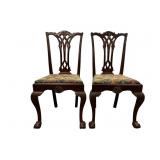 Pair matching Chippendale style dining chairs