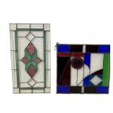 Two small stained glass panels