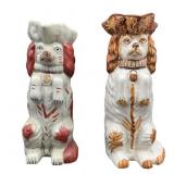 Two Vintage Staffordshire Style Dog Pitchers