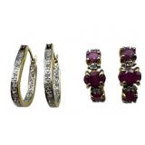 925 Vermeil Diamond & Ruby Earrings