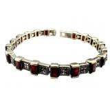 Vintage 925 Garnet & Marcasite Bracelet