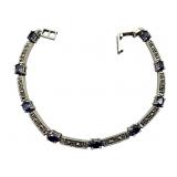 925, Tanzanite & Marcasite Tennis Bracelet