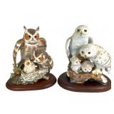 2 Danbury Mint Owl Figurines by Katsumi Ito