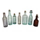 7 Glass Antique Bottles