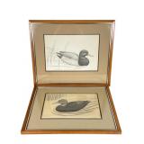 2 Barton Walter Mallard Pencil Etchings