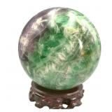 Spectacular LRG Green/ Purple Fluorite Sphere