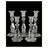 Six Faceted Crystal Candle Holders