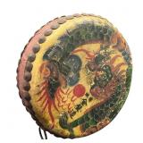 Hand-Painted Antique Chinese Drum Dragon & Phoenix