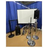 Grouping speakers, tripods,  projector screens,