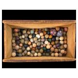 Clay Marbles & Wooden Box, Possibly C:1850