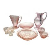 Pink Depression Glass Pitchers & Tableware