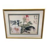 Framed Herbaceous Peony Painting by Lu Fu