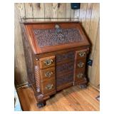 Heavily Carved Walnut North Wind Desk