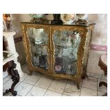 French Gilt Display Cabinet with Mirrored Accents