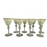 Eight Blown Venetian Glass Stem Glasses