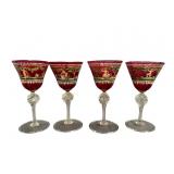 Venetian Cranberry Glasses with Putti & Grapevine