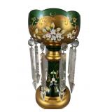 Green Glass Luster with Gold & Enamel Details