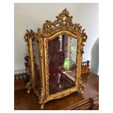 French Gilt Desk Top Display Cabinet with Glass Sh