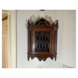 Mahogany Hanging Corner Cabinet with Glass Door