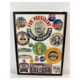 Political Buttons & Memorabilia in Display Case