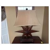 Metal & Wood Star Table Lamp with Shade