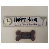 Happy Hour Sign & Dog Bone Hat Hooks