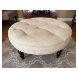 Upholstered Hassock Table with Wooden Legs