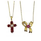 10k & 14k Ruby & Diamond Pendant Necklaces