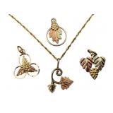 10k & 14k Gold Necklace & 4 Leaf Pendants